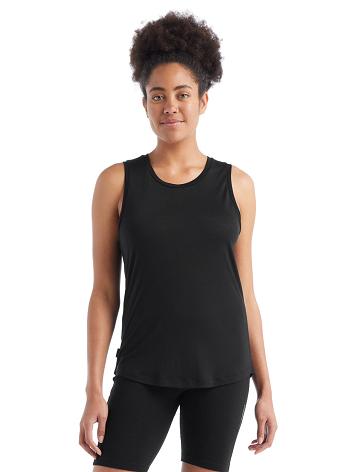 Black Women's Icebreaker Merino Sphere II Tank T Shirts | USA 1572RVDW